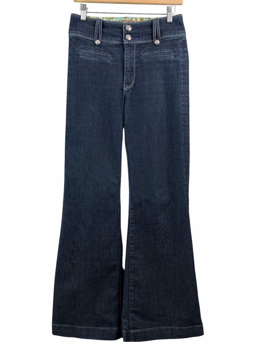 Rich & Skinny Y2K Flare Jeans Dark Blue Denim Size 28